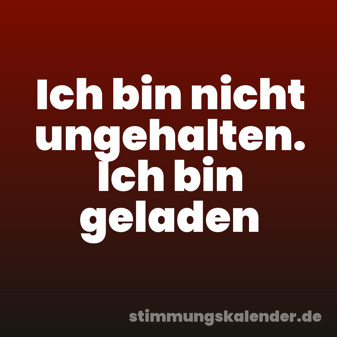 Ich bin nicht ungehalten. Ich bin geladen