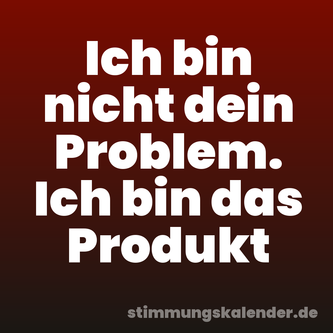 Ich bin nicht dein Problem. Ich bin das Produkt