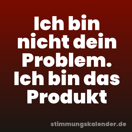 Ich bin nicht dein Problem. Ich bin das Produkt