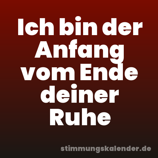 Ich bin der Anfang vom Ende deiner Ruhe