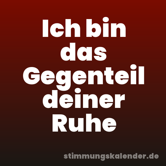 Ich bin das Gegenteil deiner Ruhe