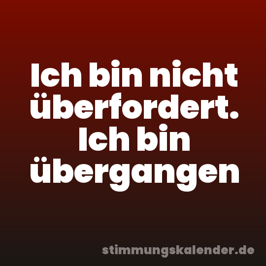 Ich bin nicht überfordert. Ich bin übergangen