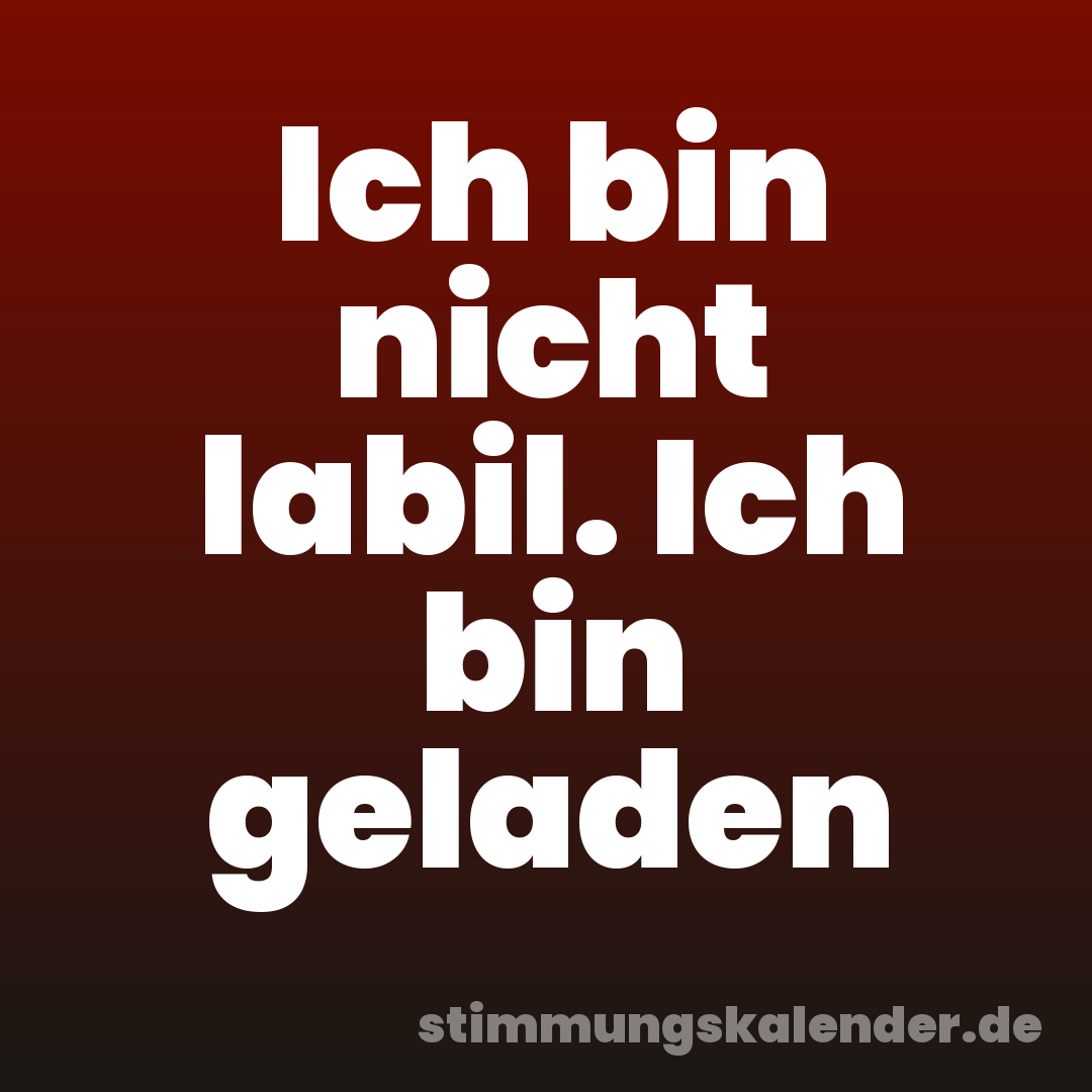 Ich bin nicht labil. Ich bin geladen