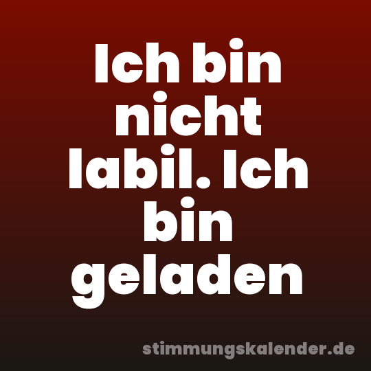 Ich bin nicht labil. Ich bin geladen