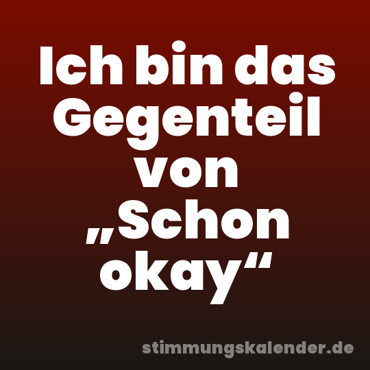 Ich bin das Gegenteil von „Schon okay“