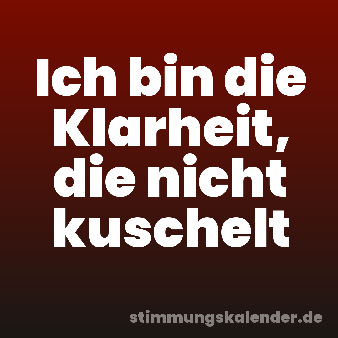 Ich bin die Klarheit, die nicht kuschelt