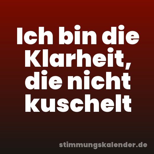 Ich bin die Klarheit, die nicht kuschelt