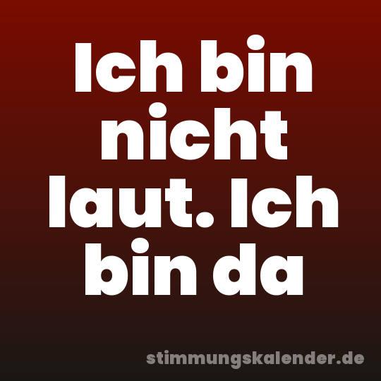 Ich bin nicht laut. Ich bin da
