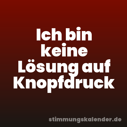 Ich bin keine Lösung auf Knopfdruck
