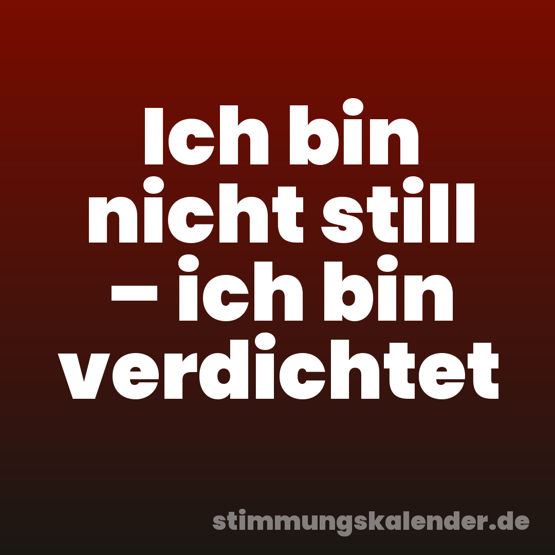Ich bin nicht still – ich bin verdichtet