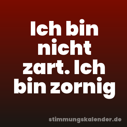 Ich bin nicht zart. Ich bin zornig