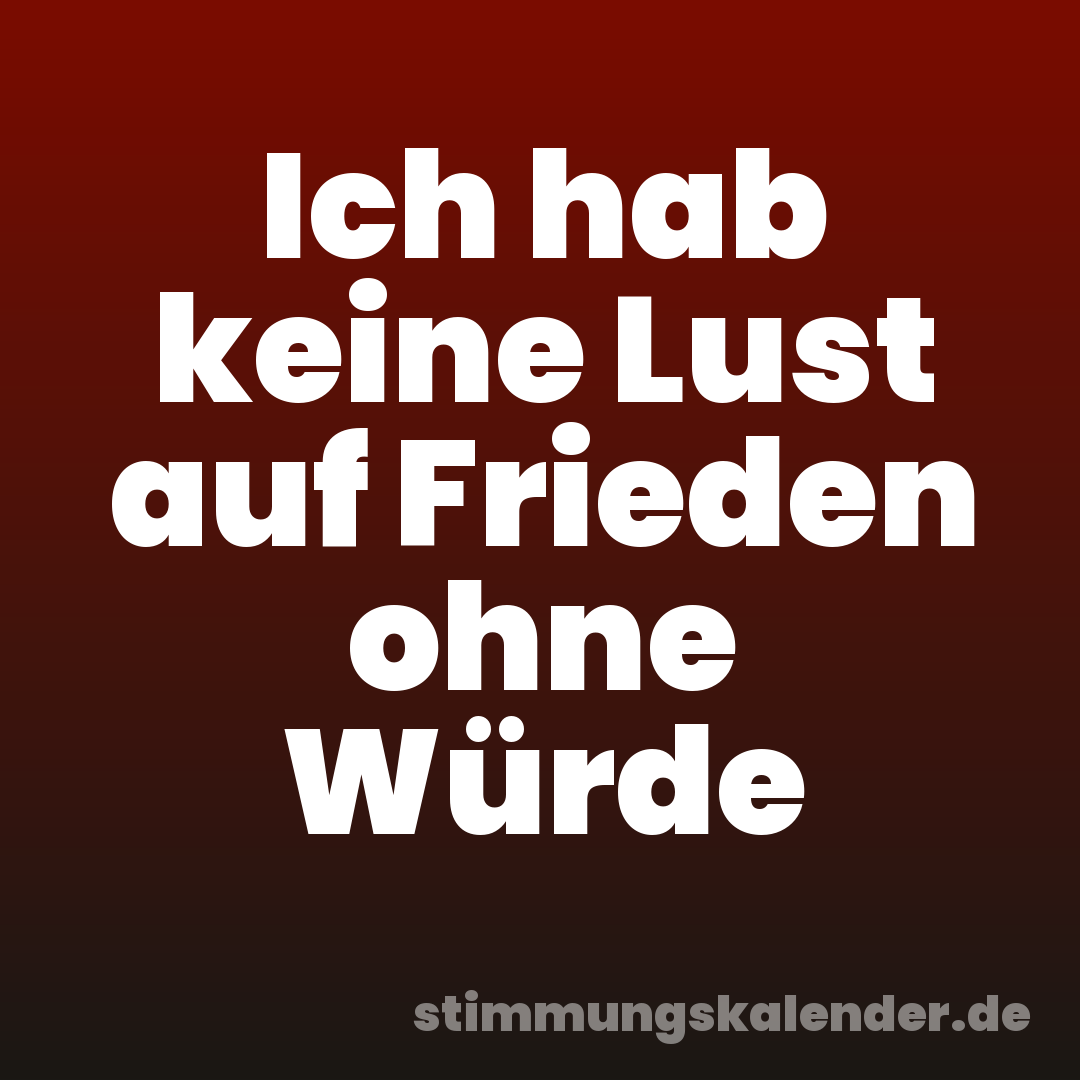 Ich hab keine Lust auf Frieden ohne Würde