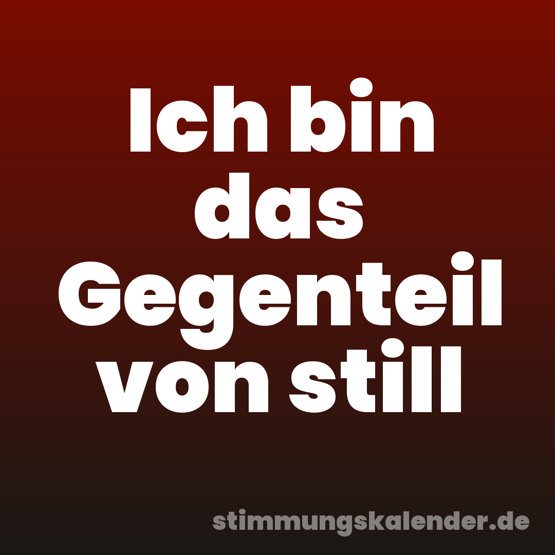 Ich bin das Gegenteil von still