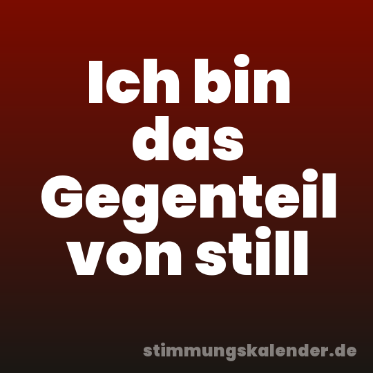 Ich bin das Gegenteil von still