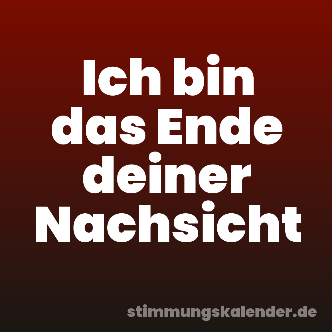 Ich bin das Ende deiner Nachsicht