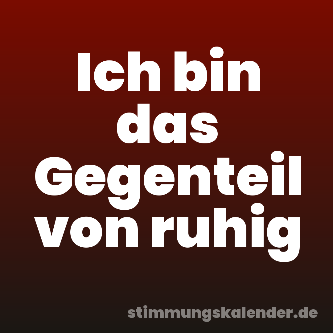 Ich bin das Gegenteil von ruhig