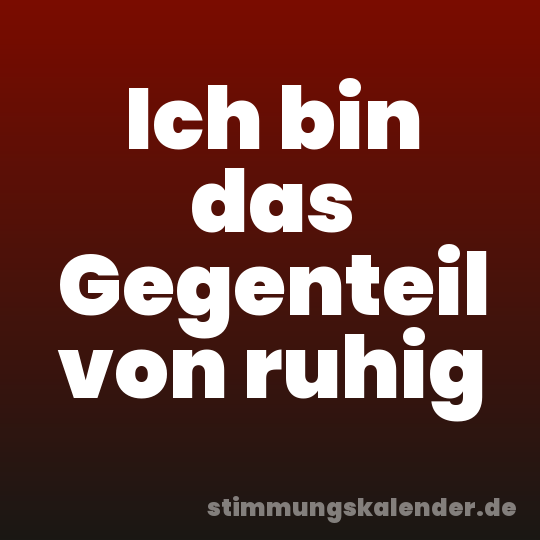 Ich bin das Gegenteil von ruhig