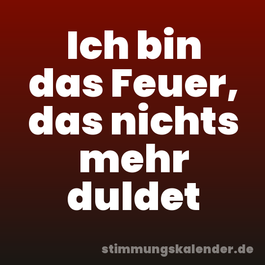 Ich bin das Feuer, das nichts mehr duldet