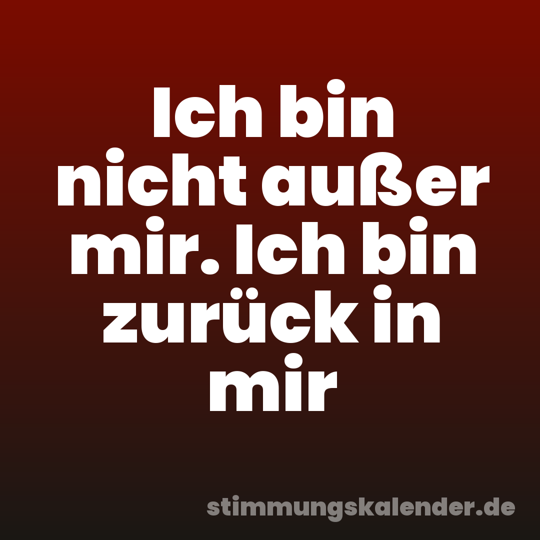 Ich bin nicht außer mir. Ich bin zurück in mir