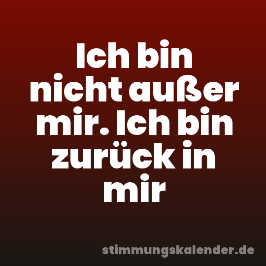 Ich bin nicht außer mir. Ich bin zurück in mir