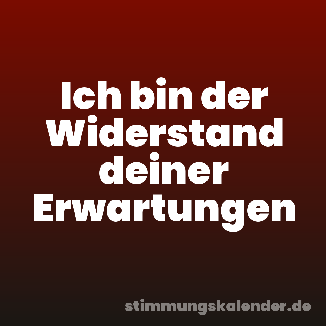 Ich bin der Widerstand deiner Erwartungen