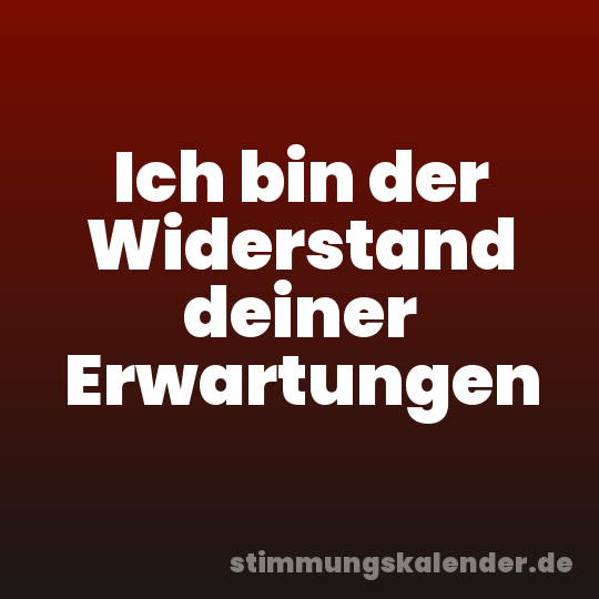 Ich bin der Widerstand deiner Erwartungen