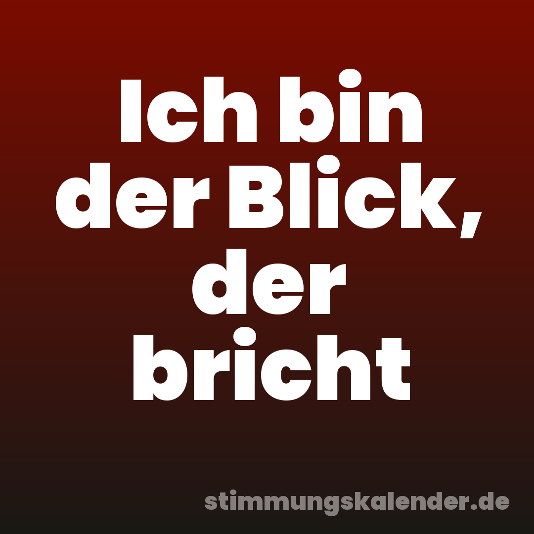 Ich bin der Blick, der bricht