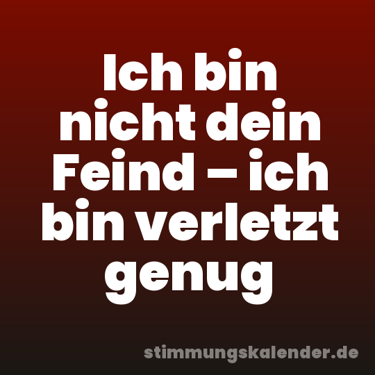 Ich bin nicht dein Feind – ich bin verletzt genug