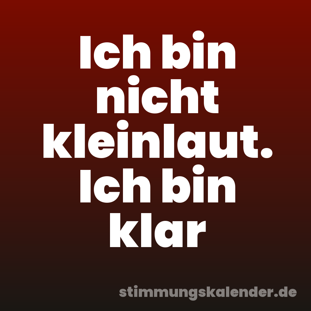 Ich bin nicht kleinlaut. Ich bin klar