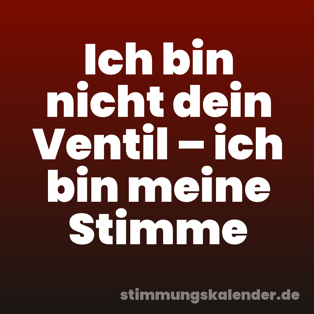 Ich bin nicht dein Ventil – ich bin meine Stimme