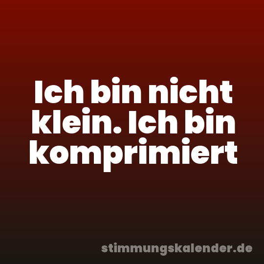 Ich bin nicht klein. Ich bin komprimiert