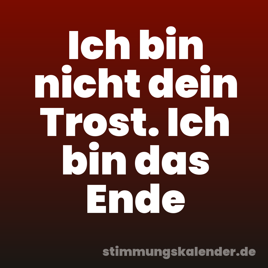 Ich bin nicht dein Trost. Ich bin das Ende