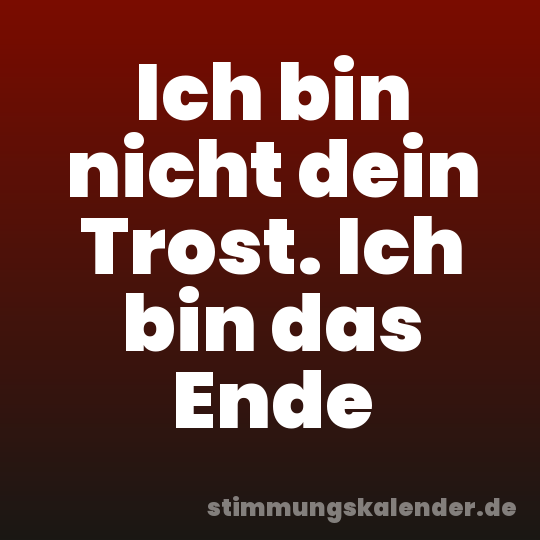 Ich bin nicht dein Trost. Ich bin das Ende