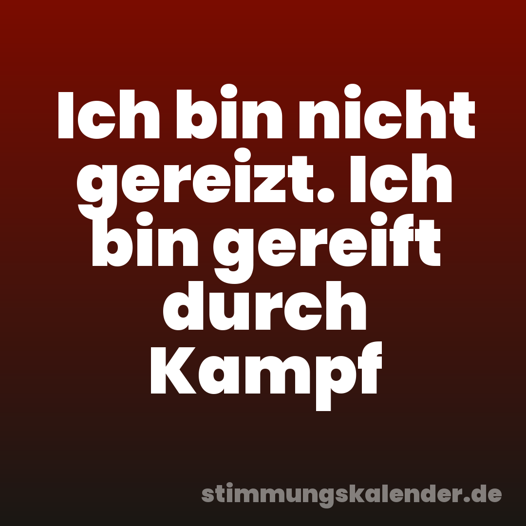 Ich bin nicht gereizt. Ich bin gereift durch Kampf