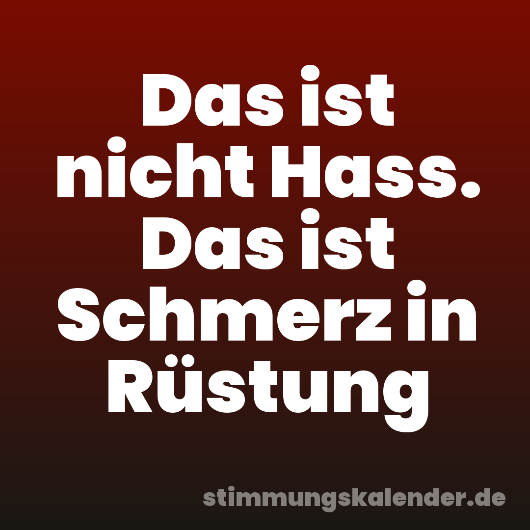 Das ist nicht Hass. Das ist Schmerz in Rüstung