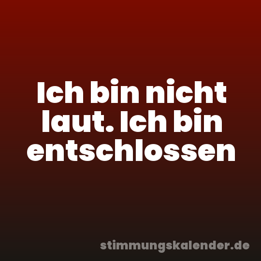 Ich bin nicht laut. Ich bin entschlossen