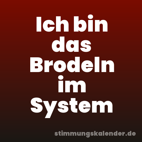 Ich bin das Brodeln im System