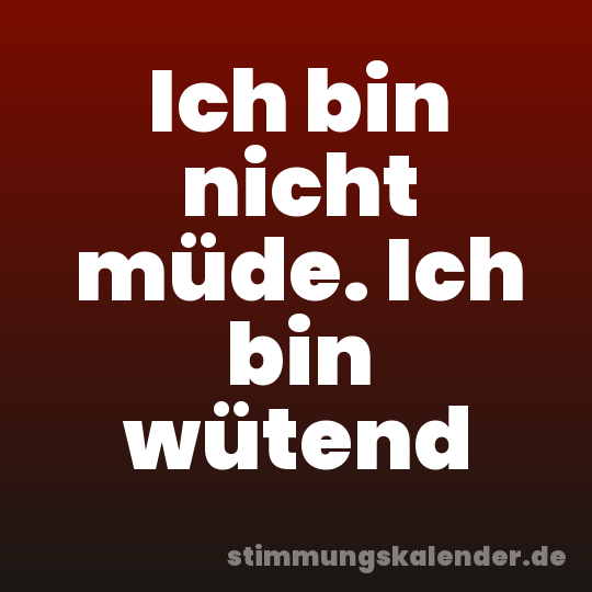 Ich bin nicht müde. Ich bin wütend