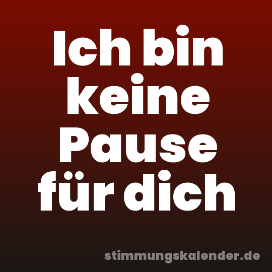 Ich bin keine Pause für dich