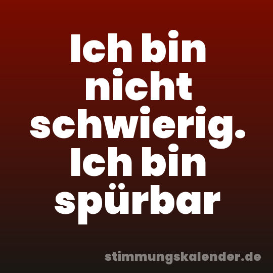 Ich bin nicht schwierig. Ich bin spürbar