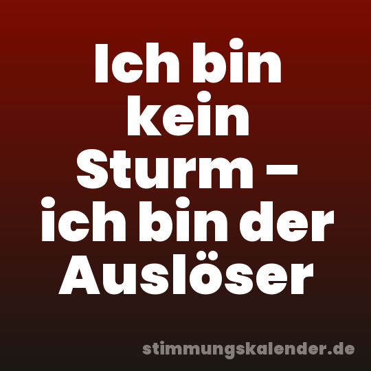 Ich bin kein Sturm – ich bin der Auslöser