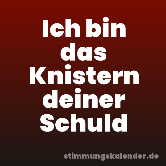 Ich bin das Knistern deiner Schuld