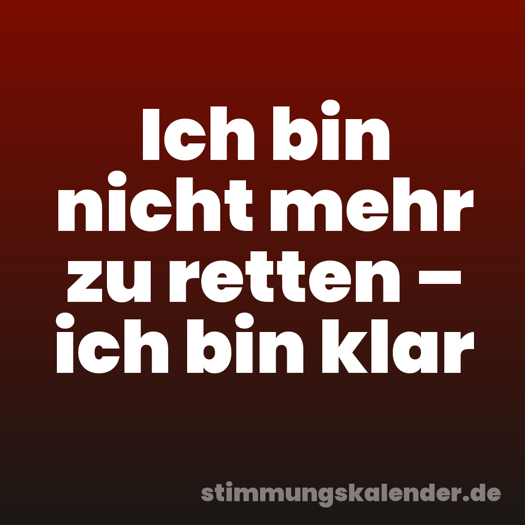 Ich bin nicht mehr zu retten – ich bin klar
