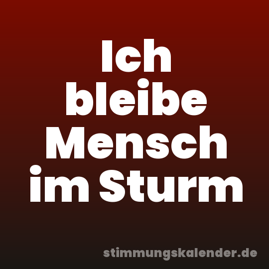 Ich bleibe Mensch im Sturm
