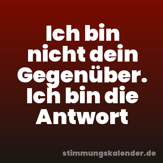 Ich bin nicht dein Gegenüber. Ich bin die Antwort