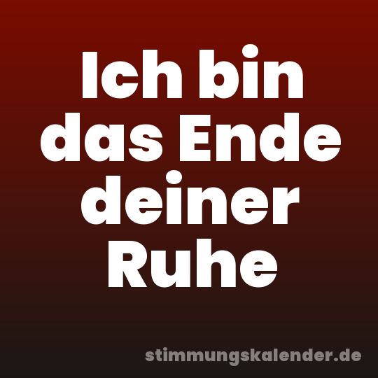 Ich bin das Ende deiner Ruhe
