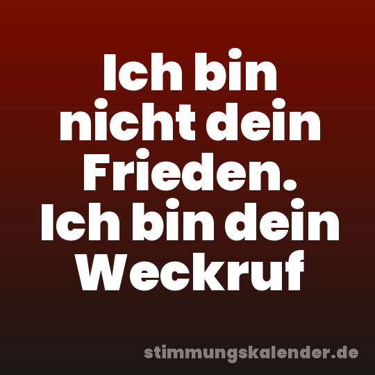 Ich bin nicht dein Frieden. Ich bin dein Weckruf