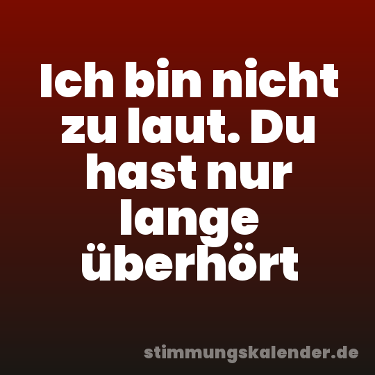 Ich bin nicht zu laut. Du hast nur lange überhört