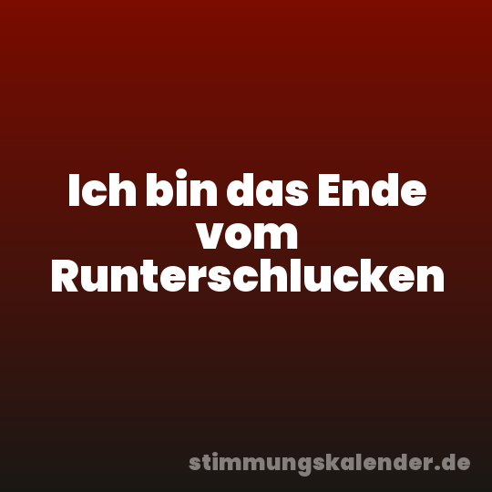 Ich bin das Ende vom Runterschlucken
