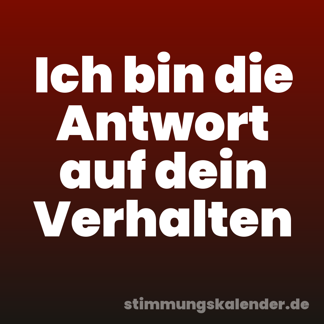 Ich bin die Antwort auf dein Verhalten